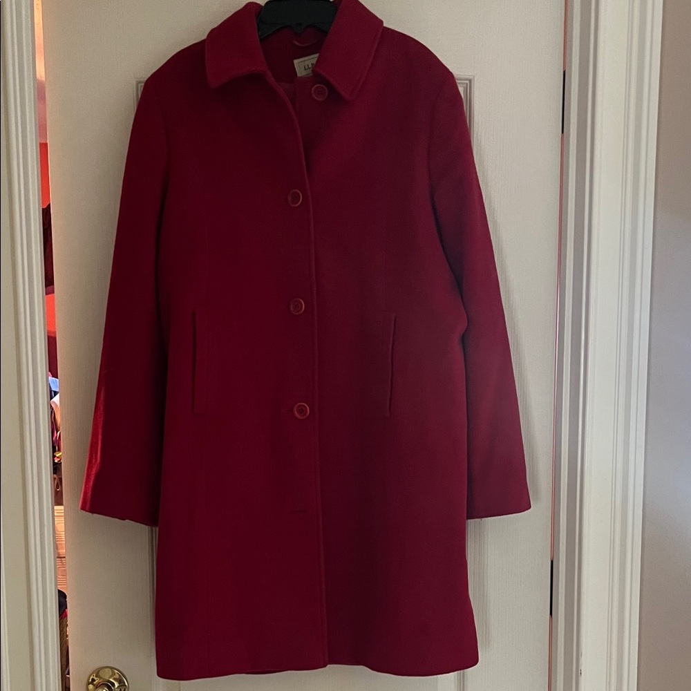 L.L. Bean Women's beautiful red dress coat- like new!